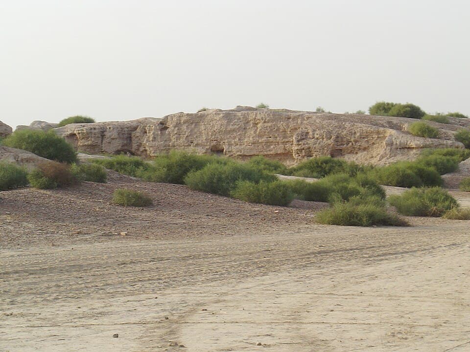 The citadel mound at Kalibangan: Kalibangan, in Rajasthan, is famous for evidence of a ploughed field, and had a fortified sector.