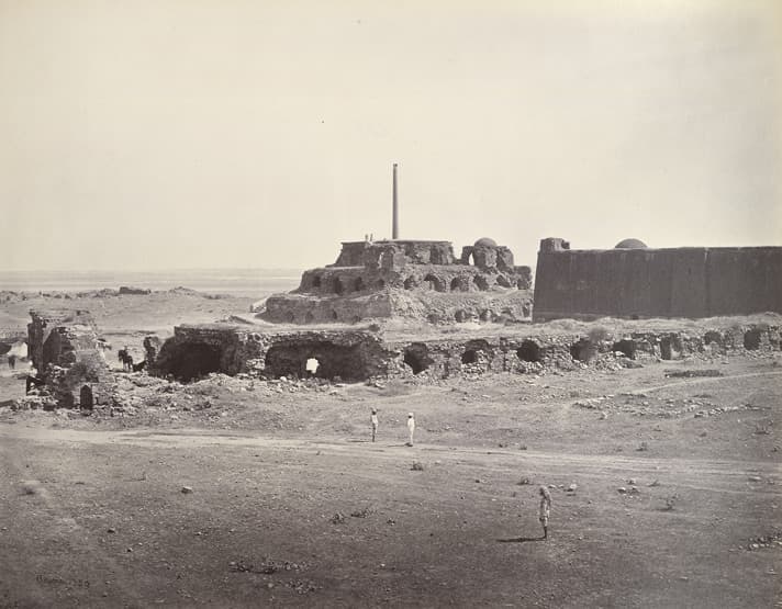 Firuz Shah Kotla with the Ashokan pillar: Firuz Shah's fifth city of Delhi, about 1354, with the Ashokan pillar he raised again there.